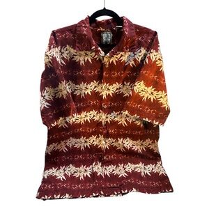 Roundtree & Yorke Hawaiian Hibiscus Tropical Button Front Shirt Size L Cotton